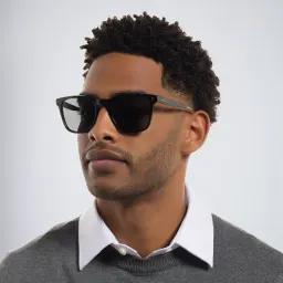 Shop GIORGIO ARMANI Square Sunglasses in Black online.