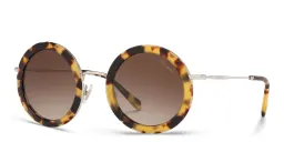 Shop MIU MIU Oversized Round Sunglasses in Light Havana online.