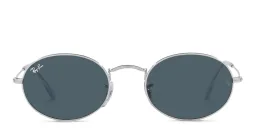 Shop Ray-Ban Oval Metal Unisex Sunglasses in Silver online.