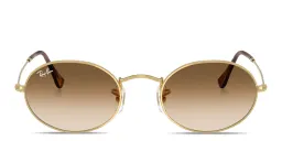 Shop Ray-Ban Oval Metal Unisex Sunglasses in Arista Gold online.