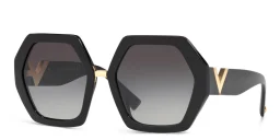 Shop VALENTINO V Logo Oversized Irregular Sunglasses in Black online.