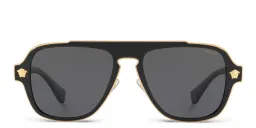 Shop VERSACE Medusa-detailed Aviator Sunglasses in Black online.