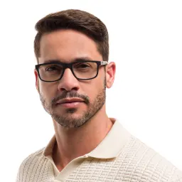 Shop Emporio Armani Rectangle Eyeglasses in Matte Black online.
