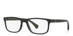 تسوق نظارة طبية بإطار مستطيل واسع امبوريو أرماني بلون Matte Black أونلاين.