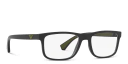 تسوق نظارة طبية بإطار مستطيل واسع امبوريو أرماني بلون Matte Black أونلاين.