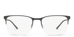 Shop GIORGIO ARMANI Half Rim Rectangle Eyeglasses in Matte Black online.