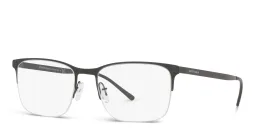 Shop GIORGIO ARMANI Half Rim Rectangle Eyeglasses in Matte Black online.