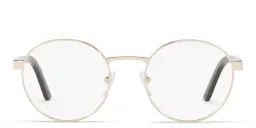 Shop PRADA Round Eyeglasses in Pale Gold online.