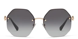 Shop BVLGARI Half Rim Irregular Sunglasses in Pink Gold online.