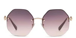 Shop BVLGARI Half Rim Irregular Sunglasses in Pink Gold online.