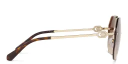 Shop BVLGARI Half-Rim Irregular Sunglasses in Pale Gold online.