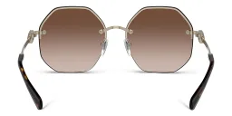 Shop BVLGARI Half-Rim Irregular Sunglasses in Pale Gold online.
