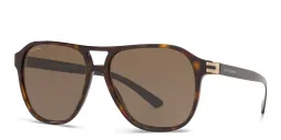 Shop BVLGARI Pilot Sunglasses in Dark Havana online.