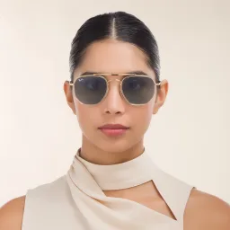 Shop Ray-Ban The Marshal II Unisex Hexagonal Irregular Sunglasses in Gold online.