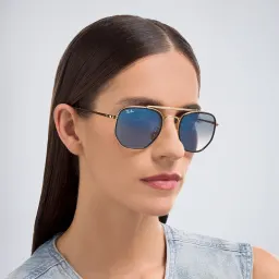 Shop Ray-Ban The Marshal II Unisex Hexagonal Irregular Sunglasses in Gold online.