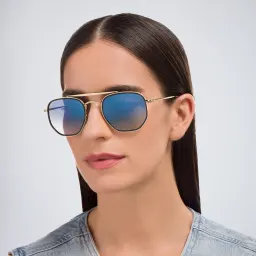 Shop Ray-Ban The Marshal II Unisex Hexagonal Irregular Sunglasses in Gold online.