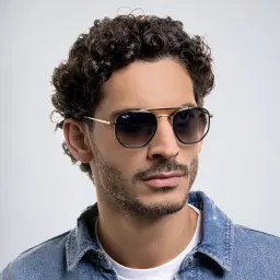 Shop Ray-Ban The Marshal II Unisex Hexagonal Irregular Sunglasses in Gold online.