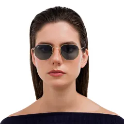 Shop Ray-Ban Hexagonal Unisex Sunglasses in Gold online.