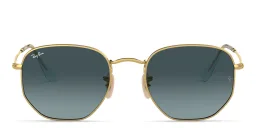 Shop Ray-Ban Hexagonal Unisex Sunglasses in Gold online.