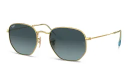 Shop Ray-Ban Hexagonal Unisex Sunglasses in Gold online.