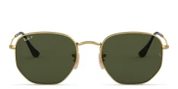 Shop Ray-Ban Hexagonal Unisex Sunglasses in Gold online.