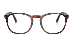 Shop PERSOL Arrow Emblem Square Eyeglasses in Havana online.