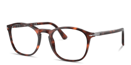 Shop PERSOL Arrow Emblem Square Eyeglasses in Havana online.