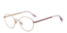 Shop JIMMY CHOO Round Eyeglasses in Gold Violet online.