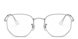 Shop Ray-Ban Unisex Hexagonal Irregular Eyeglasses in Silver online.