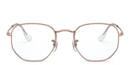 Shop Ray-Ban Unisex Hexagonal Irregular Eyeglasses in Rose Gold online.