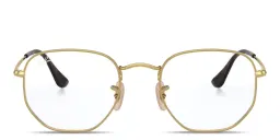 Shop Ray-Ban Unisex Hexagonal Irregular Eyeglasses in Gold online.