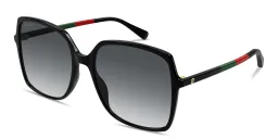 Shop GUCCI Web Oversized Rectangle Sunglasses in Black online.