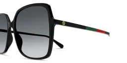 Shop GUCCI Web Oversized Rectangle Sunglasses in Black online.