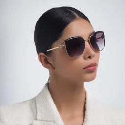 Shop BVLGARI Square Sunglasses in Pink Gold/Black online.
