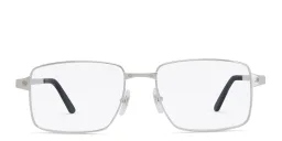 Shop Cartier Santos de Cartier Wide Rectangle Eyeglasses in Silver online.