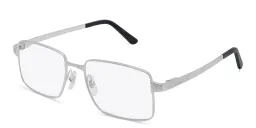 Shop Cartier Santos de Cartier Wide Rectangle Eyeglasses in Silver online.