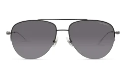Shop MONTBLANC Half Rim Aviator Sunglasses in Ruthenium online.