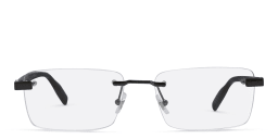 Shop MONTBLANC Rimless Wide Rectangle Eyeglasses in Black online.