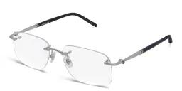 Shop MONTBLANC Rimless Wide Rectangle Eyeglasses in Silver online.