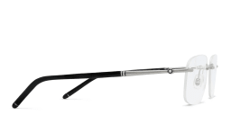Shop MONTBLANC Rimless Wide Rectangle Eyeglasses in Silver online.