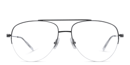 Shop MONTBLANC Half Rim Wide Aviator Eyeglasses in Grey online.