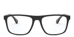 Shop Emporio Armani Rectangle Eyeglasses in Matte Black online.