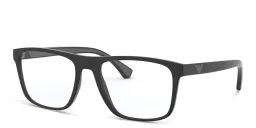Shop Emporio Armani Rectangle Eyeglasses in Matte Black online.