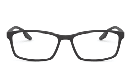 Shop Prada Linea Rossa Rectangle Eyeglasses in Matte Black online.
