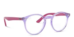 Shop Ray-Ban Junior Kids Round Eyeglasses in Transparent Violet online.