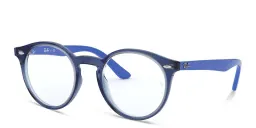 Shop Ray-Ban Junior Kids Round Eyeglasses in Transparent Blue online.