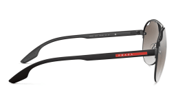 Shop Prada Linea Rossa Rimless Aviator Sunglasses in Matte Black online.