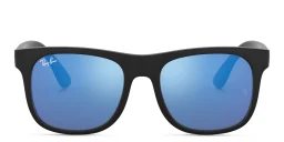 Shop Ray-Ban Junior Kids Wayfarer Square Sunglasses in Black online.