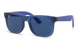Shop Ray-Ban Junior Kids Wayfarer Square Sunglasses in Transparent Blue online.