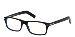 Shop TOM FORD Wide Rectangle Eyeglasses in Shiny Black online.